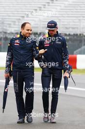 Max Verstappen (NLD) Red Bull Racing walks the circuit with Gianpiero Lambiase (ITA) Red Bull Racing Engineer. 09.06.2016. Formula 1 World Championship, Rd 7, Canadian Grand Prix, Montreal, Canada, Preparation Day.