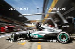 Lewis Hamilton (GBR) Mercedes AMG F1 W07 Hybrid leaves the pits. 15.04.2016. Formula 1 World Championship, Rd 3, Chinese Grand Prix, Shanghai, China, Practice Day.