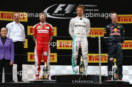 1st place Nico Rosberg (GER) Mercedes Petronas AMG F1, 2nd for Sebastian Vettel (GER) Scuderia Ferrari and 3rd Daniil Kvyat (RUS) Red Bull Racing. 17.04.2016. Formula 1 World Championship, Rd 3, Chinese Grand Prix, Shanghai, China, Race Day.