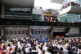 The podium (L to R): Sebastian Vettel (GER) Ferrari, second; Nico Rosberg (GER) Mercedes AMG F1, race winner; Daniil Kvyat (RUS) Red Bull Racing, third. 17.04.2016. Formula 1 World Championship, Rd 3, Chinese Grand Prix, Shanghai, China, Race Day.