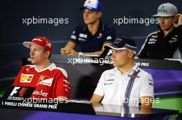 (L to R): Kimi Raikkonen (FIN) Ferrari and Valtteri Bottas (FIN) Williams in the FIA Press Conference. 14.04.2016. Formula 1 World Championship, Rd 3, Chinese Grand Prix, Shanghai, China, Preparation Day.