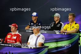 The FIA Press Conference (from back row (L to R)): Marcus Ericsson (SWE) Sauber F1 Team; Nico Hulkenberg (GER) Sahara Force India F1; Kevin Magnussen (DEN) Renault Sport F1 Team; Kimi Raikkonen (FIN) Ferrari; Valtteri Bottas (FIN) Williams.  14.04.2016. Formula 1 World Championship, Rd 3, Chinese Grand Prix, Shanghai, China, Preparation Day.