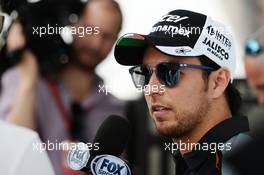 Sergio Perez (MEX) Sahara Force India F1 with the media. 14.04.2016. Formula 1 World Championship, Rd 3, Chinese Grand Prix, Shanghai, China, Preparation Day.