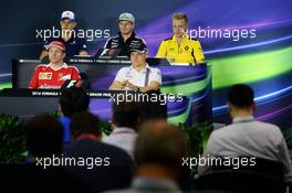 The FIA Press Conference (from back row (L to R)): Marcus Ericsson (SWE) Sauber F1 Team; Nico Hulkenberg (GER) Sahara Force India F1; Kevin Magnussen (DEN) Renault Sport F1 Team; Kimi Raikkonen (FIN) Ferrari; Valtteri Bottas (FIN) Williams.  14.04.2016. Formula 1 World Championship, Rd 3, Chinese Grand Prix, Shanghai, China, Preparation Day.