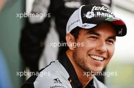 Sergio Perez (MEX) Sahara Force India F1 with the media. 14.04.2016. Formula 1 World Championship, Rd 3, Chinese Grand Prix, Shanghai, China, Preparation Day.