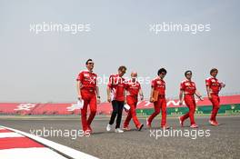 Sebastian Vettel (GER) Ferrari walks the circuit with the team. 14.04.2016. Formula 1 World Championship, Rd 3, Chinese Grand Prix, Shanghai, China, Preparation Day.