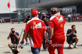 Kimi Raikkonen (FIN) Ferrari with Dave Greenwood (GBR) Ferrari Race Engineer. 14.04.2016. Formula 1 World Championship, Rd 3, Chinese Grand Prix, Shanghai, China, Preparation Day.