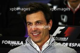 Toto Wolff (GER) Mercedes AMG F1 Shareholder and Executive Director in the FIA Press Conference. 13.05.2016. Formula 1 World Championship, Rd 5, Spanish Grand Prix, Barcelona, Spain, Practice Day.