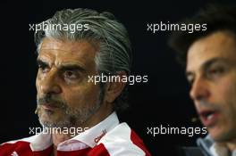 (L to R): Maurizio Arrivabene (ITA) Ferrari Team Principal with Toto Wolff (GER) Mercedes AMG F1 Shareholder and Executive Director in the FIA Press Conference. 13.05.2016. Formula 1 World Championship, Rd 5, Spanish Grand Prix, Barcelona, Spain, Practice Day.