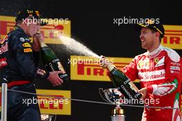 1st  place Max Verstappen (NLD) Red Bull Racing RB12. and 3rd place Sebastian Vettel (GER) Scuderia Ferrari SF16-H. 15.05.2016. Formula 1 World Championship, Rd 5, Spanish Grand Prix, Barcelona, Spain, Race Day.