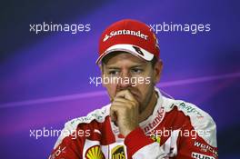 Sebastian Vettel (GER) Ferrari in the FIA Press Conference. 15.05.2016. Formula 1 World Championship, Rd 5, Spanish Grand Prix, Barcelona, Spain, Race Day.