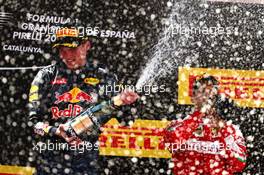 1st  place Max Verstappen (NLD) Red Bull Racing RB12 and 3rd place Sebastian Vettel (GER) Scuderia Ferrari SF16-H. 15.05.2016. Formula 1 World Championship, Rd 5, Spanish Grand Prix, Barcelona, Spain, Race Day.
