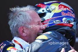 (L to R): Race winner Max Verstappen (NLD) Red Bull Racing celebrates with Dr Helmut Marko (AUT) Red Bull Motorsport Consultant in parc ferme. 15.05.2016. Formula 1 World Championship, Rd 5, Spanish Grand Prix, Barcelona, Spain, Race Day.