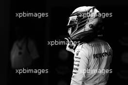 Lewis Hamilton (GBR) Mercedes AMG F1 celebrates his pole position in parc ferme. 14.05.2016. Formula 1 World Championship, Rd 5, Spanish Grand Prix, Barcelona, Spain, Qualifying Day.