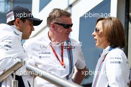 (L to R): Felipe Massa (BRA) Williams with Mike O'Driscoll (GBR) Williams Group CEO and Claire Williams (GBR) Williams Deputy Team Principal. 15.05.2016. Formula 1 World Championship, Rd 5, Spanish Grand Prix, Barcelona, Spain, Race Day.