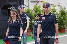 Max Verstappen (NLD) Red Bull Racing and Daniil Kvyat (RUS) Scuderia Toro Rosso. 12.05.2016. Formula 1 World Championship, Rd 5, Spanish Grand Prix, Barcelona, Spain, Preparation Day.