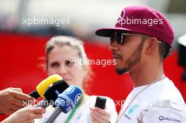 Lewis Hamilton (GBR) Mercedes AMG F1 with the media. 12.05.2016. Formula 1 World Championship, Rd 5, Spanish Grand Prix, Barcelona, Spain, Preparation Day.