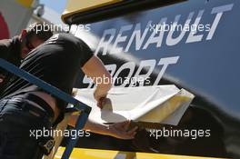 Renault Sport F1 Team paddock preparations. 12.05.2016. Formula 1 World Championship, Rd 5, Spanish Grand Prix, Barcelona, Spain, Preparation Day.