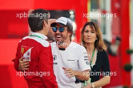 Fernando Alonso (ESP) McLaren (Right) with Massimo Rivola (ITA) Ferrari Driver Academy Director. 12.05.2016. Formula 1 World Championship, Rd 5, Spanish Grand Prix, Barcelona, Spain, Preparation Day.