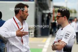 (L to R): Alex Wurz (AUT) Williams Driver Mentor / GPDA Chairman with Stoffel Vandoorne (BEL) McLaren Test and Reserve Driver. 12.05.2016. Formula 1 World Championship, Rd 5, Spanish Grand Prix, Barcelona, Spain, Preparation Day.