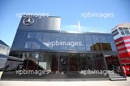 Mercedes AMG F1 motorhome. 12.05.2016. Formula 1 World Championship, Rd 5, Spanish Grand Prix, Barcelona, Spain, Preparation Day.