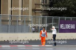 Charlie Whiting (GBR) FIA Delegate inspects the circuit after GP2 qualifying is postponed. 17.06.2016. Formula 1 World Championship, Rd 8, European Grand Prix, Baku Street Circuit, Azerbaijan, Practice Day.