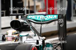 Lewis Hamilton (GBR) Mercedes AMG F1 W07 Hybrid rear wing. 17.06.2016. Formula 1 World Championship, Rd 8, European Grand Prix, Baku Street Circuit, Azerbaijan, Practice Day.