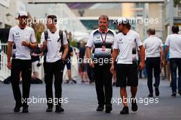 (L to R): Jenson Button (GBR) McLaren with Stoffel Vandoorne (BEL) McLaren Test and Reserve Driver, and Fernando Alonso (ESP) McLaren. 17.06.2016. Formula 1 World Championship, Rd 8, European Grand Prix, Baku Street Circuit, Azerbaijan, Practice Day.