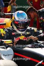 Daniel Ricciardo (AUS) Red Bull Racing RB12 on the grid. 19.06.2016. Formula 1 World Championship, Rd 8, European Grand Prix, Baku Street Circuit, Azerbaijan, Race Day.