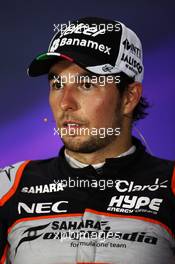 Sergio Perez (MEX) Sahara Force India F1 in the FIA Press Conference. 19.06.2016. Formula 1 World Championship, Rd 8, European Grand Prix, Baku Street Circuit, Azerbaijan, Race Day.