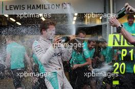 Race winner Nico Rosberg (GER) Mercedes AMG F1 celebrates with the team. 19.06.2016. Formula 1 World Championship, Rd 8, European Grand Prix, Baku Street Circuit, Azerbaijan, Race Day.