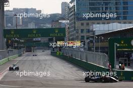 Sergio Perez (MEX) Sahara Force India F1 VJM09. 19.06.2016. Formula 1 World Championship, Rd 8, European Grand Prix, Baku Street Circuit, Azerbaijan, Race Day.