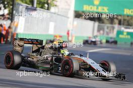 Sergio Perez (MEX) Sahara Force India F1 VJM09. 19.06.2016. Formula 1 World Championship, Rd 8, European Grand Prix, Baku Street Circuit, Azerbaijan, Race Day.
