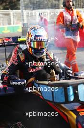 Carlos Sainz Jr (ESP) Scuderia Toro Rosso STR11 retired from the race. 19.06.2016. Formula 1 World Championship, Rd 8, European Grand Prix, Baku Street Circuit, Azerbaijan, Race Day.