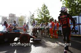 Carlos Sainz Jr (ESP) Scuderia Toro Rosso STR11 retired from the race. 19.06.2016. Formula 1 World Championship, Rd 8, European Grand Prix, Baku Street Circuit, Azerbaijan, Race Day.