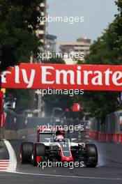 Romain Grosjean (FRA) Haas F1 Team VF-16 locks up under braking. 18.06.2016. Formula 1 World Championship, Rd 8, European Grand Prix, Baku Street Circuit, Azerbaijan, Qualifying Day.