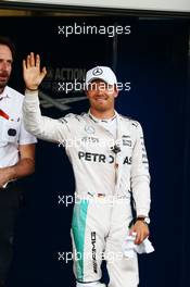 Nico Rosberg (GER) Mercedes AMG F1 celebrates his pole position in parc ferme. 18.06.2016. Formula 1 World Championship, Rd 8, European Grand Prix, Baku Street Circuit, Azerbaijan, Qualifying Day.