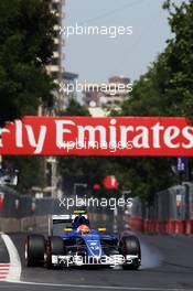 Felipe Nasr (BRA) Sauber C35 locks up under braking. 18.06.2016. Formula 1 World Championship, Rd 8, European Grand Prix, Baku Street Circuit, Azerbaijan, Qualifying Day.