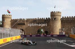 Lewis Hamilton (GBR) Mercedes AMG F1 W07 Hybrid. 18.06.2016. Formula 1 World Championship, Rd 8, European Grand Prix, Baku Street Circuit, Azerbaijan, Qualifying Day.