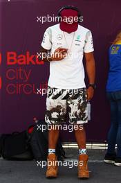 Lewis Hamilton (GBR) Mercedes AMG F1 on the drivers parade. 19.06.2016. Formula 1 World Championship, Rd 8, European Grand Prix, Baku Street Circuit, Azerbaijan, Race Day.