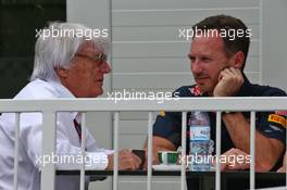 (L to R): Bernie Ecclestone (GBR) with Christian Horner (GBR) Red Bull Racing Team Principal. 19.06.2016. Formula 1 World Championship, Rd 8, European Grand Prix, Baku Street Circuit, Azerbaijan, Race Day.