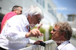 (L to R): Bernie Ecclestone (GBR) with Hermann Tilke (GER) Circuit Designer. 19.06.2016. Formula 1 World Championship, Rd 8, European Grand Prix, Baku Street Circuit, Azerbaijan, Race Day.