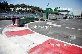 The pit lane exit. 16.06.2016. Formula 1 World Championship, Rd 8, European Grand Prix, Baku Street Circuit, Azerbaijan, Preparation Day.
