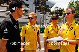 Esteban Ocon (FRA) Renault Sport F1 Team Test Driver and Kevin Magnussen (DEN) Renault Sport F1 Team walk the circuit with the team. 16.06.2016. Formula 1 World Championship, Rd 8, European Grand Prix, Baku Street Circuit, Azerbaijan, Preparation Day.