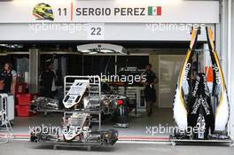 Sahara Force India F1 VJM09 of Sergio Perez (MEX) Sahara Force India F1. 16.06.2016. Formula 1 World Championship, Rd 8, European Grand Prix, Baku Street Circuit, Azerbaijan, Preparation Day.