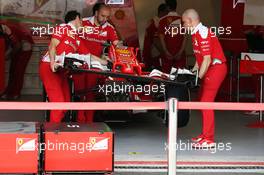 Ferrari SF16-H of Sebastian Vettel (GER) Ferrari prepared in the pits. 16.06.2016. Formula 1 World Championship, Rd 8, European Grand Prix, Baku Street Circuit, Azerbaijan, Preparation Day.