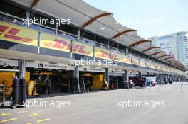 Renault Sport F1 Team pit garages. 16.06.2016. Formula 1 World Championship, Rd 8, European Grand Prix, Baku Street Circuit, Azerbaijan, Preparation Day.
