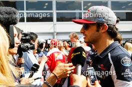 Carlos Sainz Jr (ESP) Scuderia Toro Rosso with the media. 16.06.2016. Formula 1 World Championship, Rd 8, European Grand Prix, Baku Street Circuit, Azerbaijan, Preparation Day.