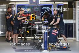 Red Bull Racing RB12 of Daniel Ricciardo (AUS) Red Bull Racing prepared in the pits. 16.06.2016. Formula 1 World Championship, Rd 8, European Grand Prix, Baku Street Circuit, Azerbaijan, Preparation Day.