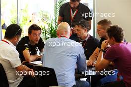 Jolyon Palmer (GBR) Renault Sport F1 Team with the media. 16.06.2016. Formula 1 World Championship, Rd 8, European Grand Prix, Baku Street Circuit, Azerbaijan, Preparation Day.